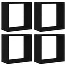 væghylder 4 stk. 30x15x30 cm kubeformet konstrueret træ sort eg