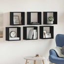 væghylder 6 stk. 30x15x30 cm kubeformet konstrueret træ sort eg