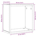 væghylder 6 stk. 30x15x30 cm kubeformet konstrueret træ sort eg