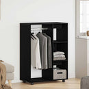 garderobe sort egetræ 80x40x110 cm konstrueret træ