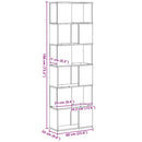 bogreol/rumdeler 60x24x186 cm sort egetræ