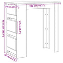 barbord med opbevaringsstativ 102x50x103,5 cm sort egetræsfarve