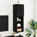TV-møbelsæt med LED Sort eg 30,5 x 30 x 102 cm Konstrueret træ