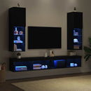 TV-møbelsæt 2 pcs Sort eg 30,5 x 30 x 102 cm Konstrueret træ
