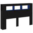 LED sengegavl Sort eg 160 x 18,5 x 103,5 cm Konstrueret træ