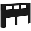 LED sengegavl Sort eg 160 x 18,5 x 103,5 cm Konstrueret træ