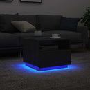 sofabord med LED-lys 50x49x40 cm sort egetræsfarve