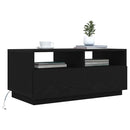 sofabord med LED-lys 90x49x40 cm sort egetræsfarve