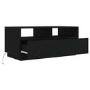 sofabord med LED-lys 90x49x40 cm sort egetræsfarve
