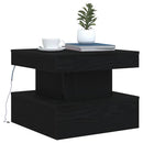 sofabord med LED-lys 50x50x40 cm sort egetræsfarve