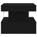 sofabord med LED-lys 50x50x40 cm sort egetræsfarve