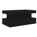 sofabord med LED-lys 90x50x40 cm sort egetræsfarve