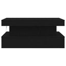 sofabord med LED-lys 90x50x40 cm sort egetræsfarve