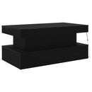 sofabord med LED-lys 90x50x40 cm sort egetræsfarve