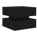 sofabord med LED-lys 50x50x40 cm sort egetræsfarve