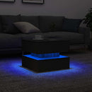 sofabord med LED-lys 50x50x40 cm sort egetræsfarve
