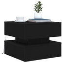 sofabord med LED-lys 50x50x40 cm sort egetræsfarve