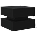 sofabord med LED-lys 50x50x40 cm sort egetræsfarve
