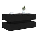 sofabord med LED-lys 90x50x40 cm sort egetræsfarve