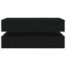 sofabord med LED-lys 90x50x40 cm sort egetræsfarve