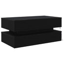 sofabord med LED-lys 90x50x40 cm sort egetræsfarve