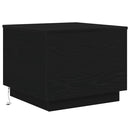 sofabord med LED-lys 50x50x40 cm sort egetræsfarve