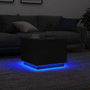 sofabord med LED-lys 50x50x40 cm sort egetræsfarve