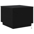 sofabord med LED-lys 50x50x40 cm sort egetræsfarve