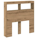 sengegavl med opbevaring og LED-lys 100x17x102 cm kunsteg