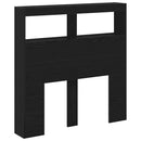 sengegavl med opbevaring og LED-lys 100x17x102 cm sort eg