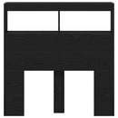 sengegavl med opbevaring og LED-lys 100x17x102 cm sort eg