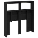 sengegavl med opbevaring og LED-lys 100x17x102 cm sort eg