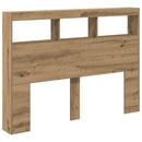 sengegavl med opbevaring og LED-lys 140x17x102 cm kunsteg