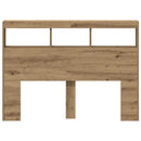 sengegavl med opbevaring og LED-lys 140x17x102 cm kunsteg