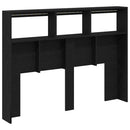 sengegavl med opbevaring og LED-lys 140x17x102 cm sort eg
