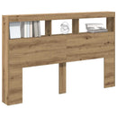 sengegavl med opbevaring og LED-lys 160x17x102 cm kunsteg