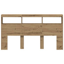 sengegavl med opbevaring og LED-lys 180x17x102 cm kunsteg