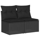sofasæt til haven 2 dele med hynder polyrattan akacietræ sort