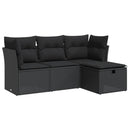 sofasæt til haven 4 dele med hynder polyrattan sort