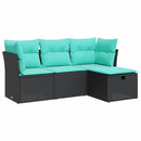 sofasæt til haven 4 dele med hynder polyrattan sort