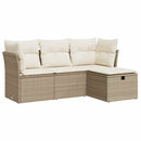 sofasæt til haven 4 dele med hynder polyrattan beige