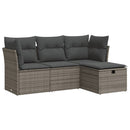sofasæt til haven 4 dele med hynder polyrattan grå