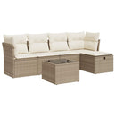 sofasæt til haven 6 dele med hynder polyrattan beige