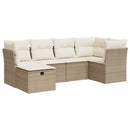 sofasæt til haven 6 dele med hynder polyrattan beige