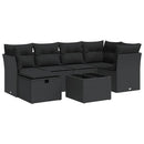 sofasæt til haven 7 dele med hynder polyrattan sort