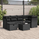 sofasæt til haven 7 dele med hynder polyrattan sort