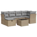 sofasæt til haven 7 dele med hynder polyrattan beige