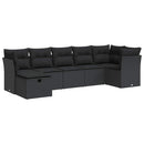 sofasæt til haven 7 dele med hynder polyrattan sort