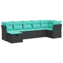 sofasæt til haven 7 dele med hynder polyrattan sort