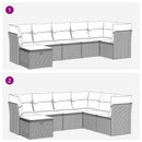 sofasæt til haven 7 dele med hynder polyrattan brun